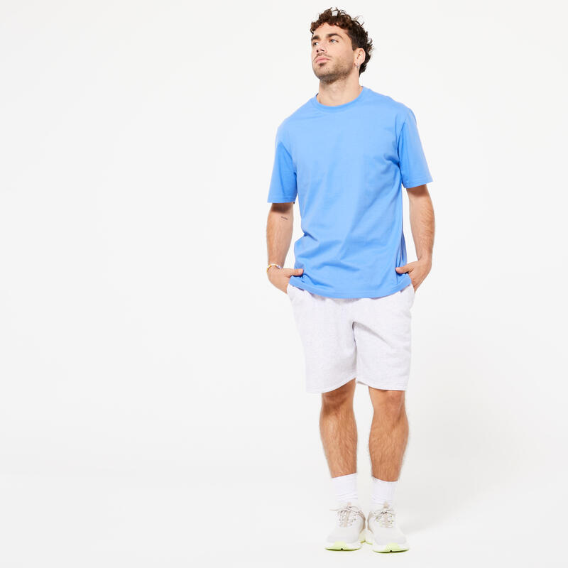T-shirt fitness homme col rond manches courtes, bleu