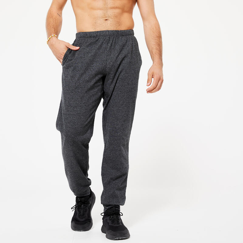 Pantalon regular 100 Fitness gri bărbați