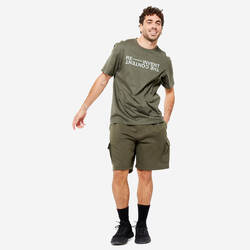 Men's Fitness T-Shirt 500 Essentials - Dark Khaki Print