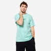 Pánske tričko na fitness 500 Essentials pastelové mätové s potlačou