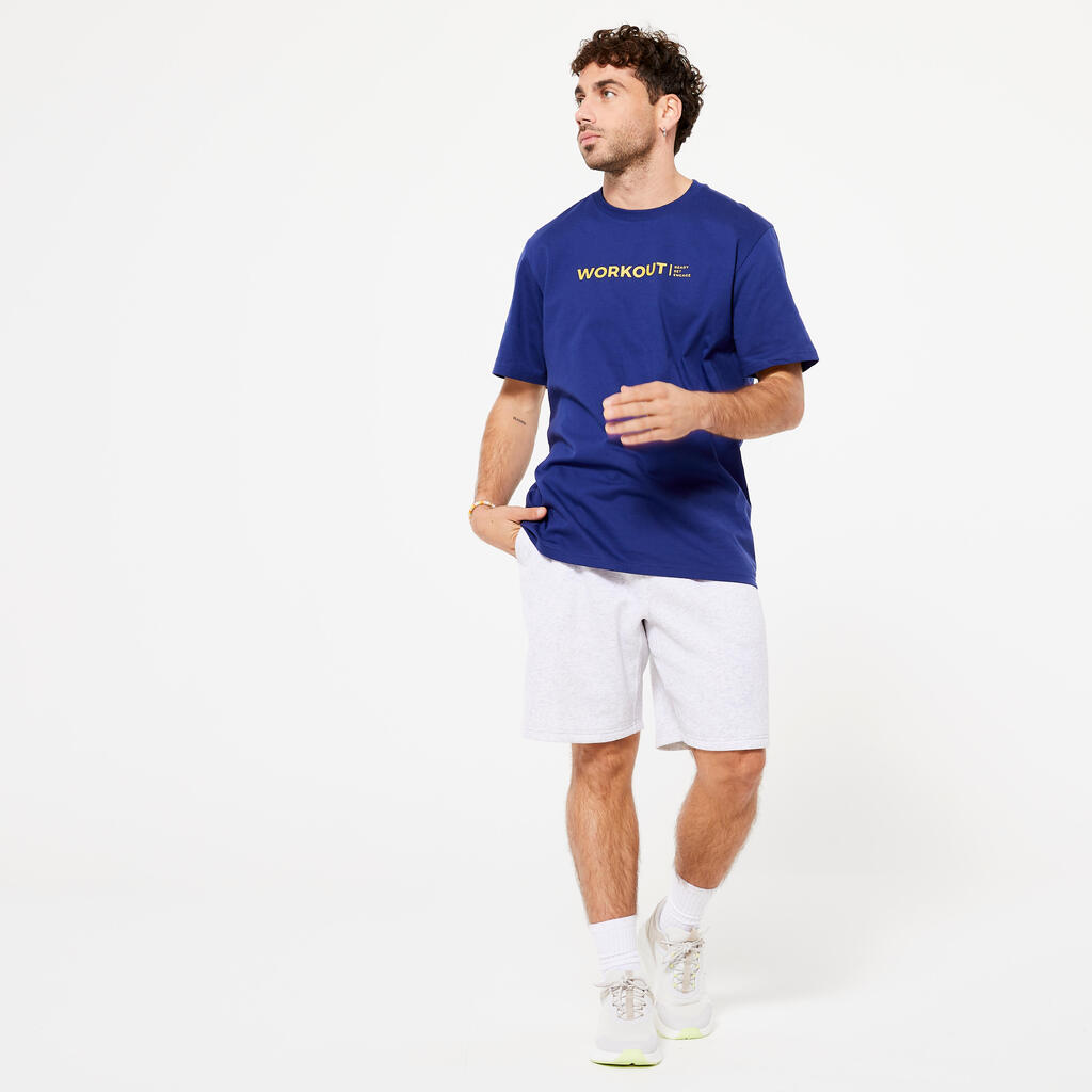 T-shirt de fitness regular en coton homme, vert kaki