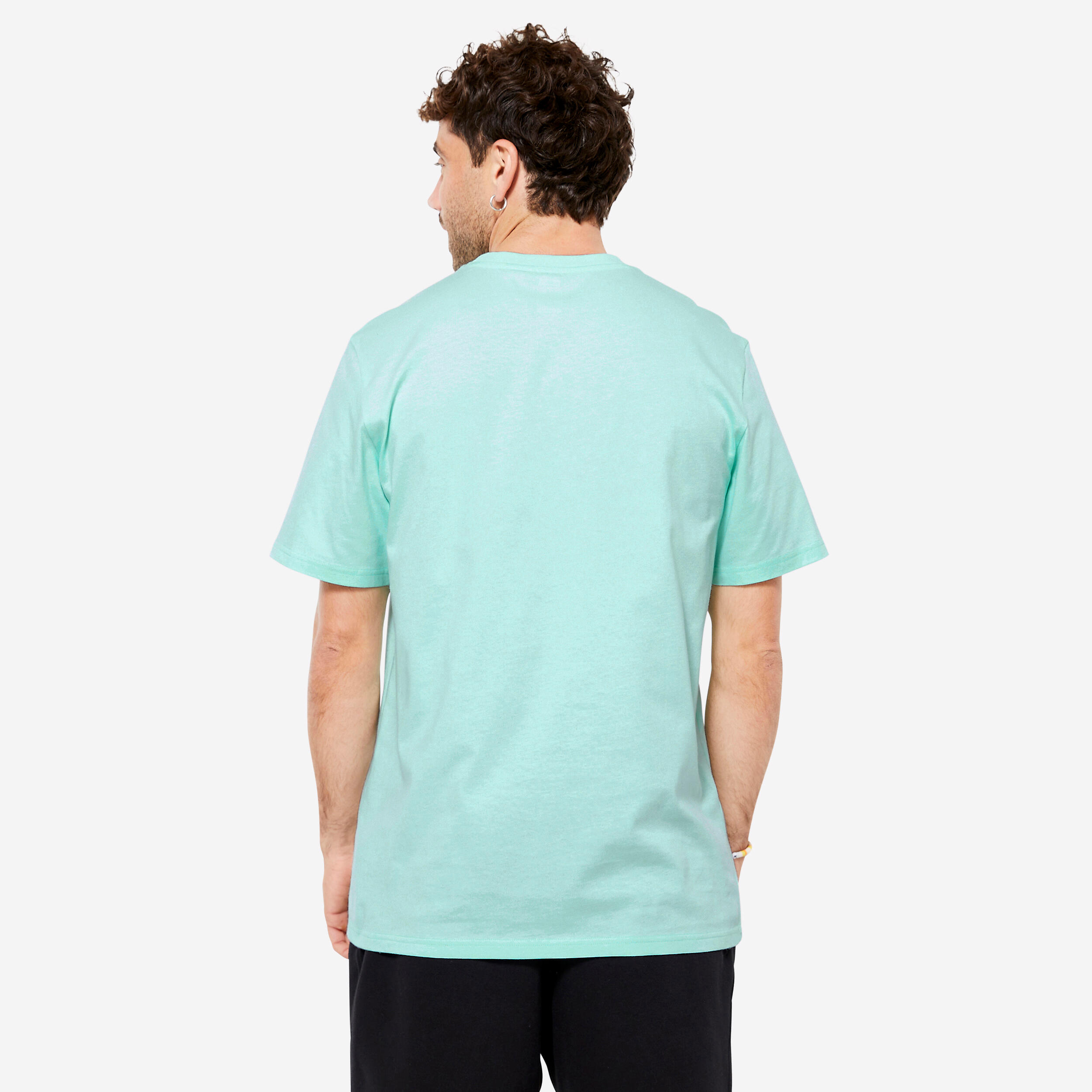 Camiseta Fitness 500 Essential Hombre Azul Tinta Estampado Decathlon