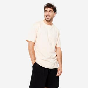 Camiseta manga corta Fitness 100% algodón Hombre rosa pálido
