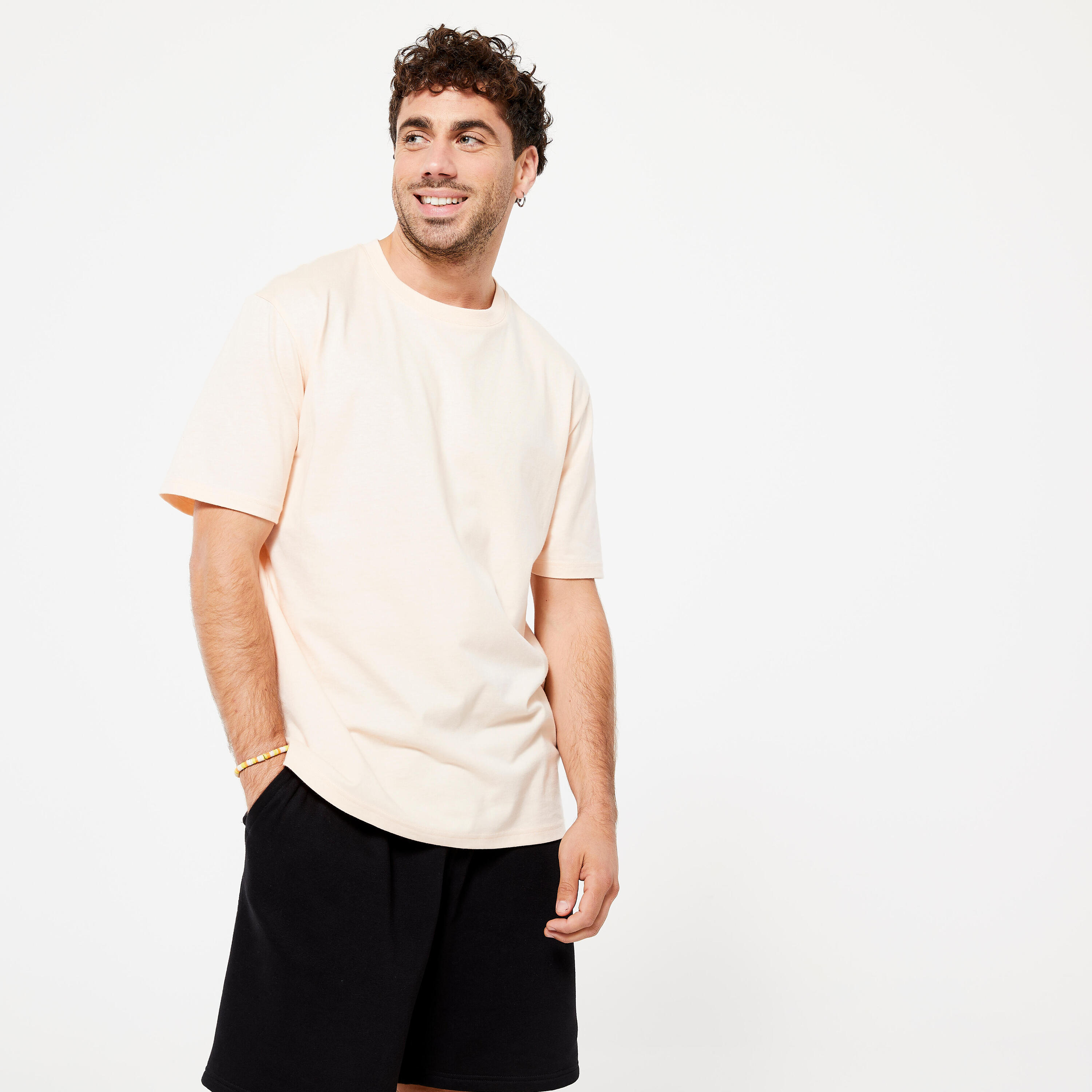 DOMYOS Men's Fitness T-Shirt 500 Essentials - Beige