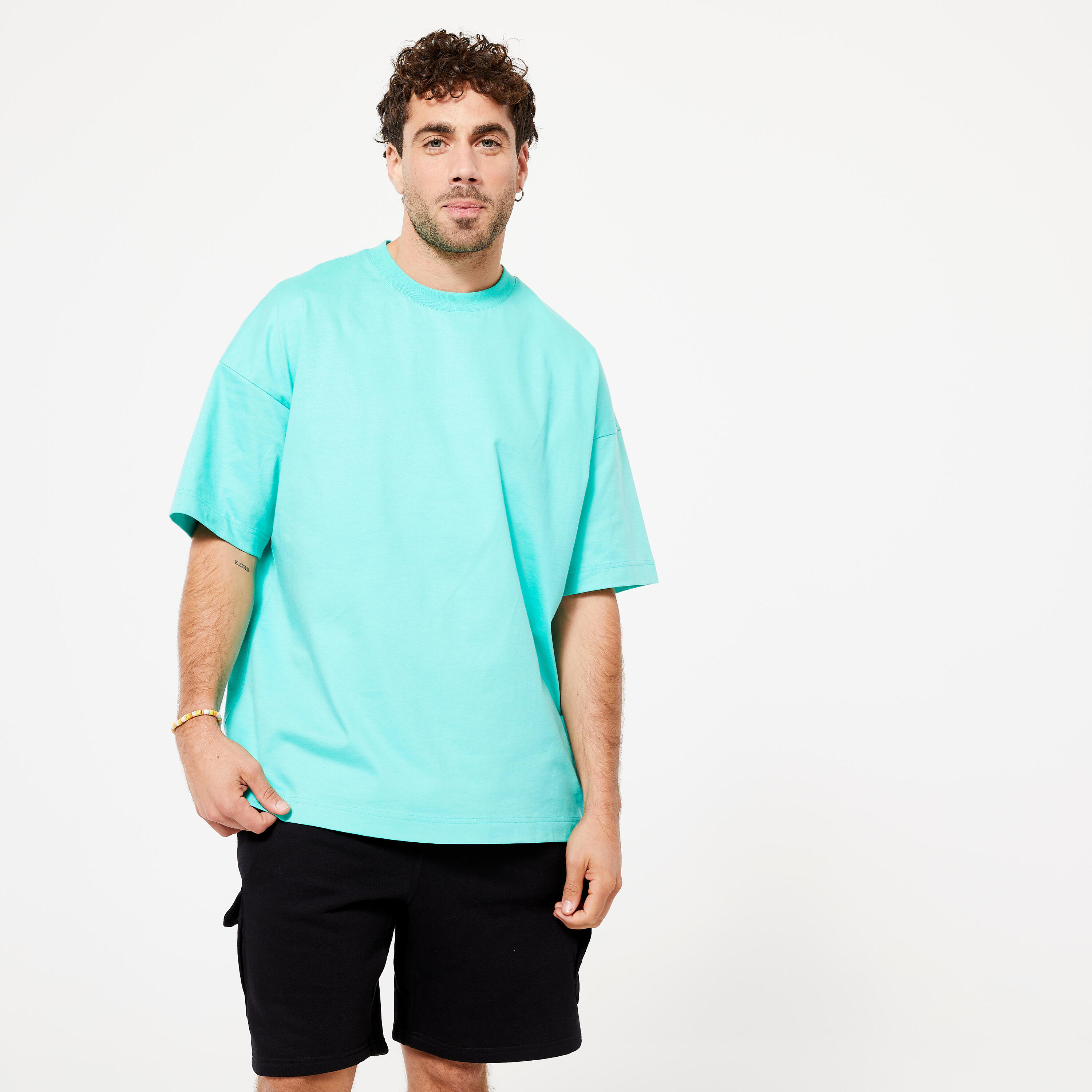 DOMYOS Men's Fitness Loose-Fit T-Shirt 520 - Fresh Mint Green