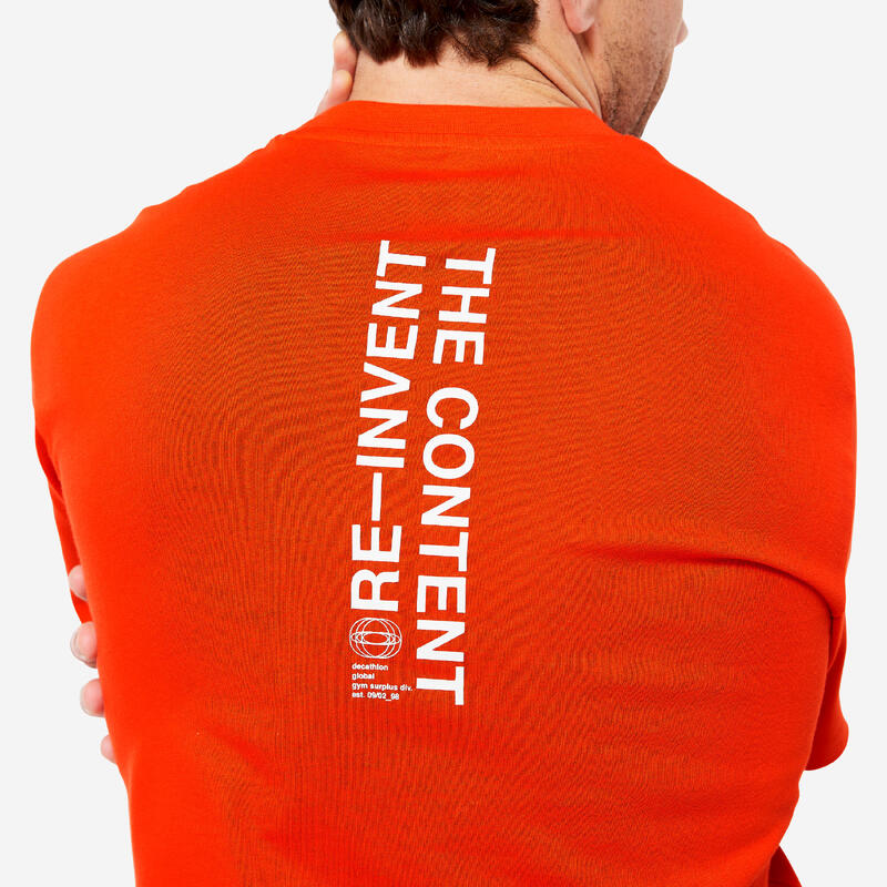 T-shirt de fitness regular en coton homme, tomate vif
