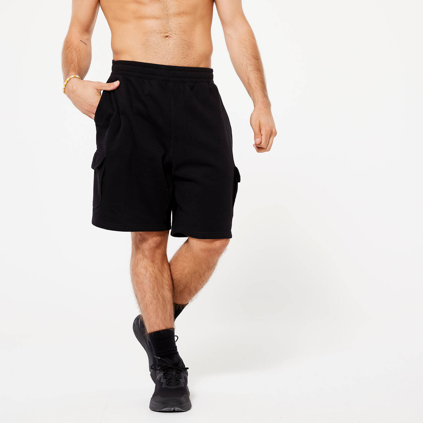 Men's Fleece Cargo Shorts - Black