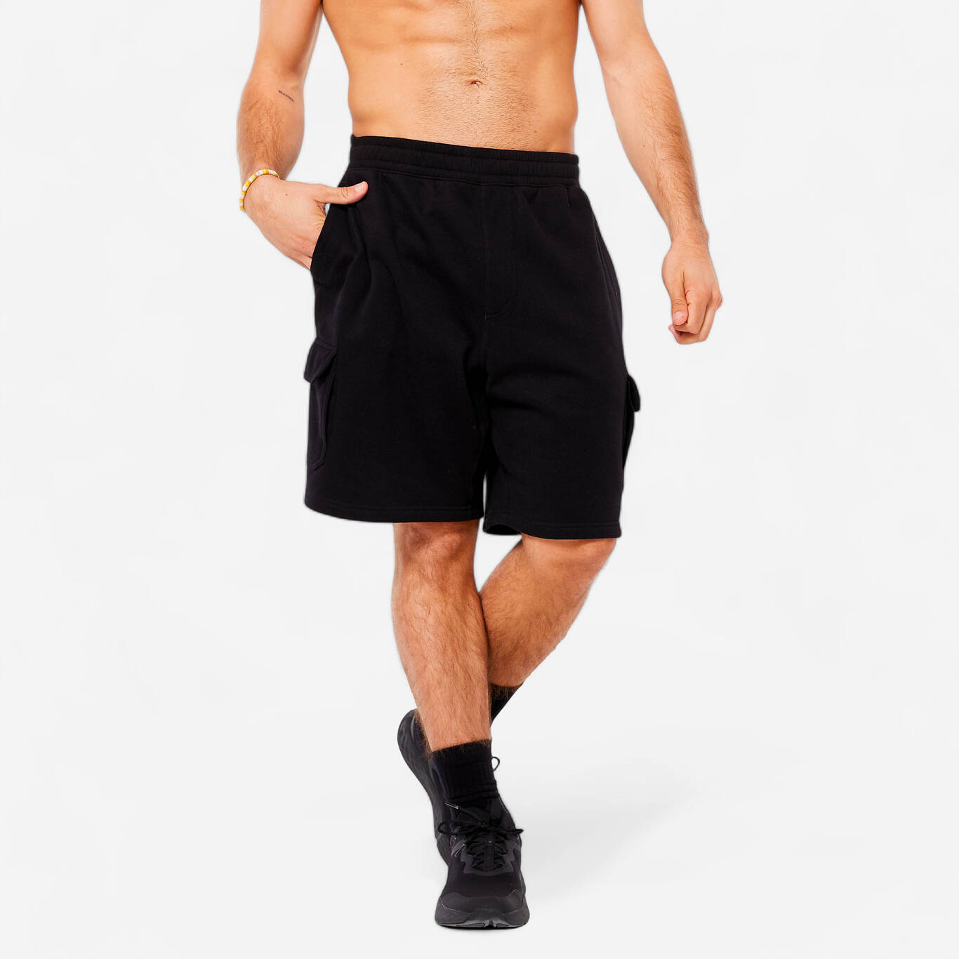 Men's Fleece Cargo Shorts - Black