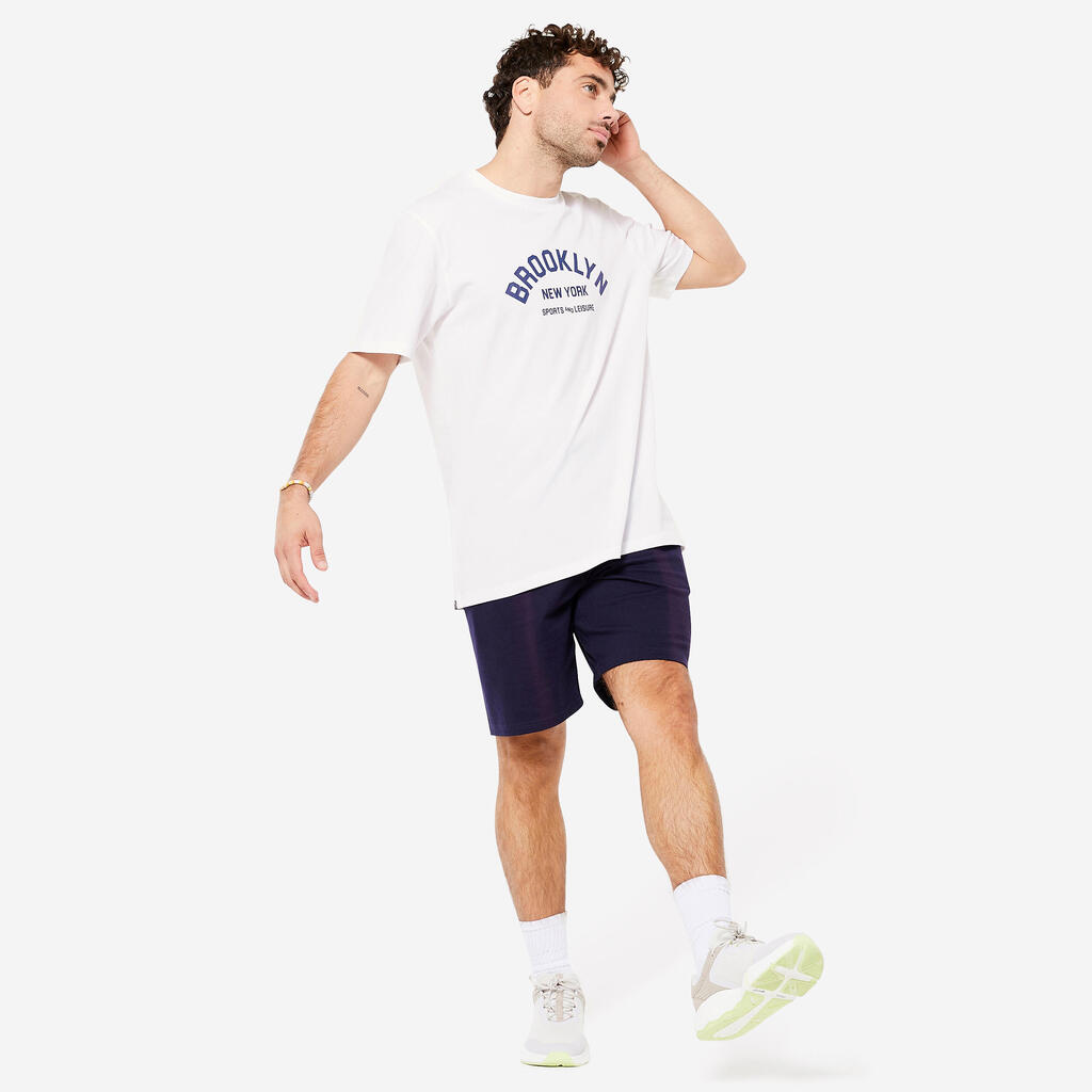 Camiseta de fitness corte regular algodón para Hombre azul