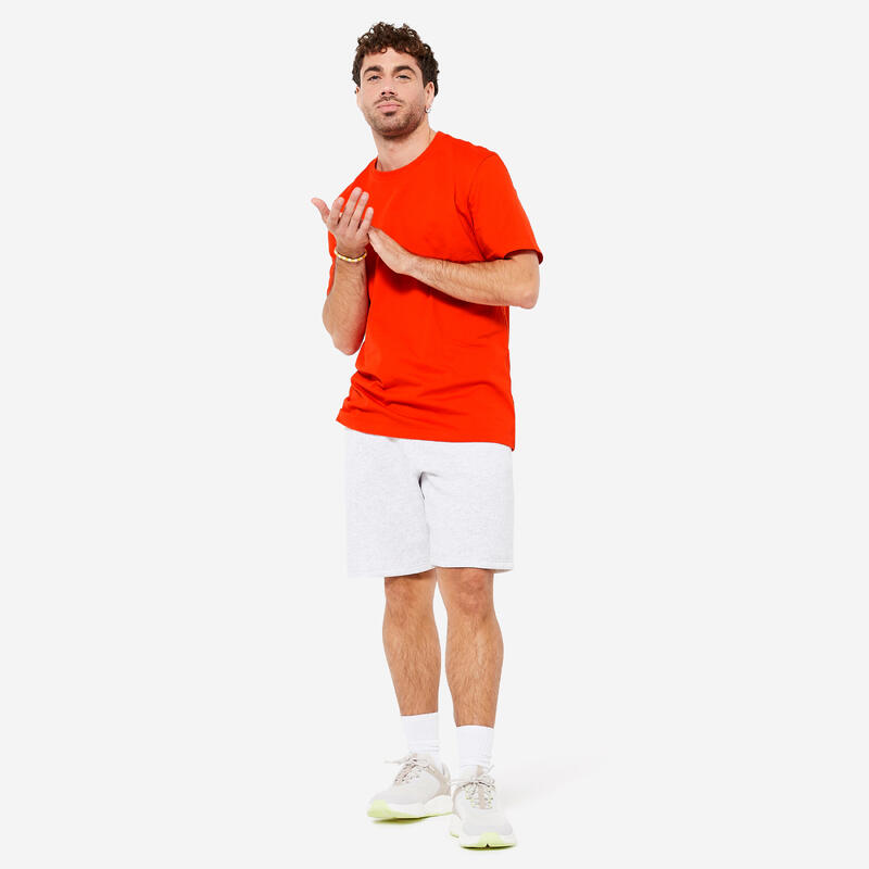T-shirt de fitness regular en coton homme, tomate vif