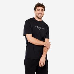 T-shirt de fitness regular en coton homme, noir ultra