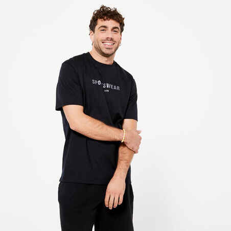Vyriški kūno rengybos marškinėliai „500 Essentials“, juodi, su raštu