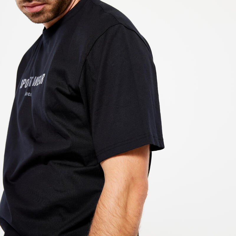 T-shirt Fitness Homme - 500 Essentials Imprimé noir