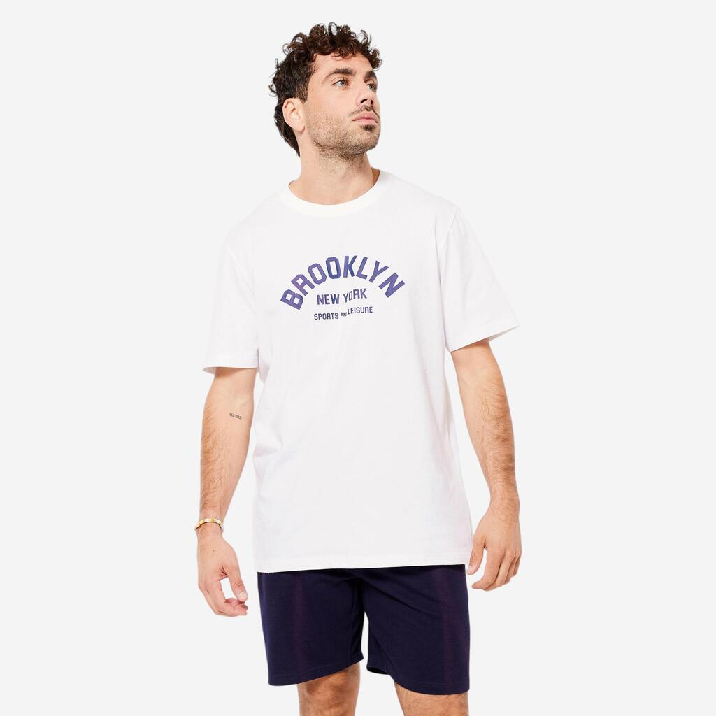 T-shirt de fitness regular en coton homme, blanc ultra