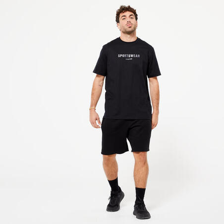 Crna muška majica za fitnes ESSENTIALS 500