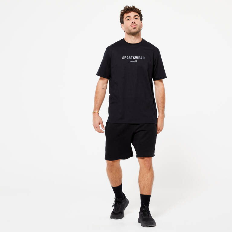 Men's Fitness T-Shirt 500 Essentials - Black Print