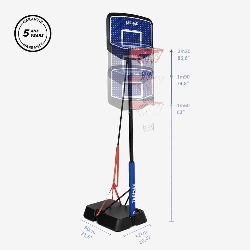 Panier de basket Enfant Dunk sur pied réglable 1,60m à 2,20m - K900 Bleu Noir