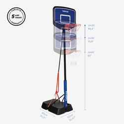 Kids' Adjustable (1.6m to 2.2m) Basketball Hoop on Stand K900 - Blue/Black