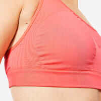 Women's Seamless Muscle Back Medium-Support Sports Bra - Coral Pink