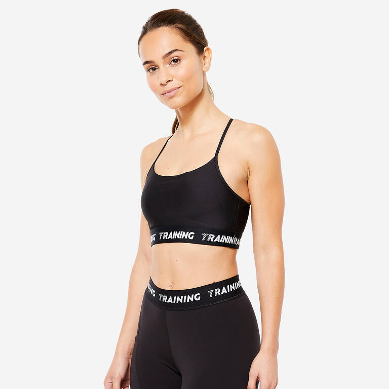 Hot Selling Ribbed Cross Neck Sports Bra Double Layer Strappy