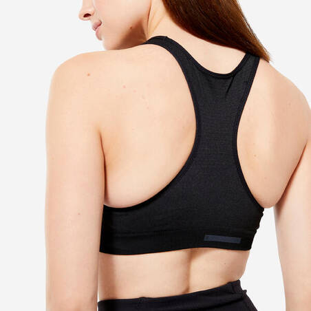 Women's Muscle Back Seamless Bra with Medium Support - Black