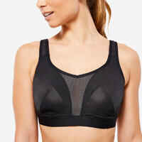 Women's High Support Bra with Crossed Straps - Black