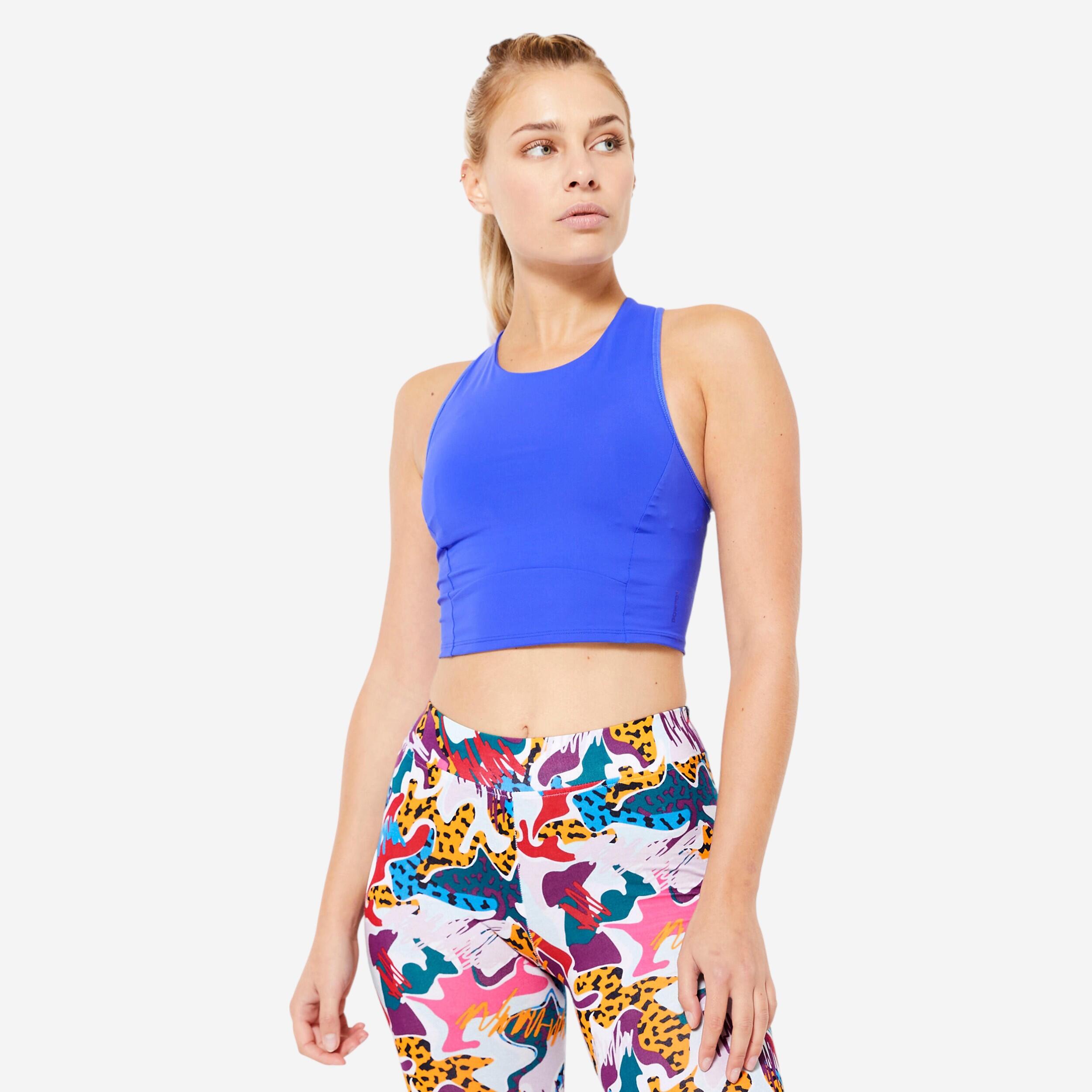 Domyos - Crop Top Brassière Maintien Medium Femme - Bleu - Brassière - Sous Vetement Multisport - Bleu - 38 S - Decathlon