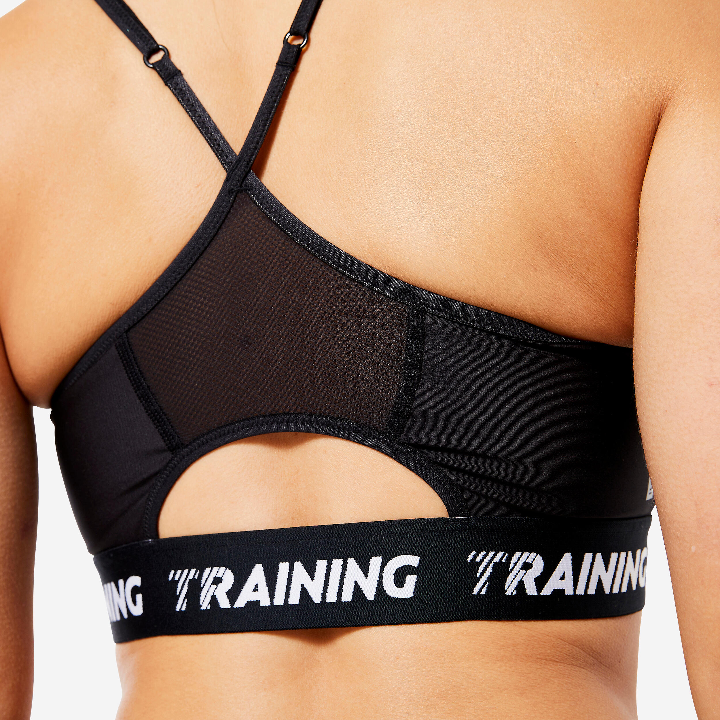 Soutien-gorge de sport à bretelles fines croisées et maintien léger femme, 120 - DOMYOS