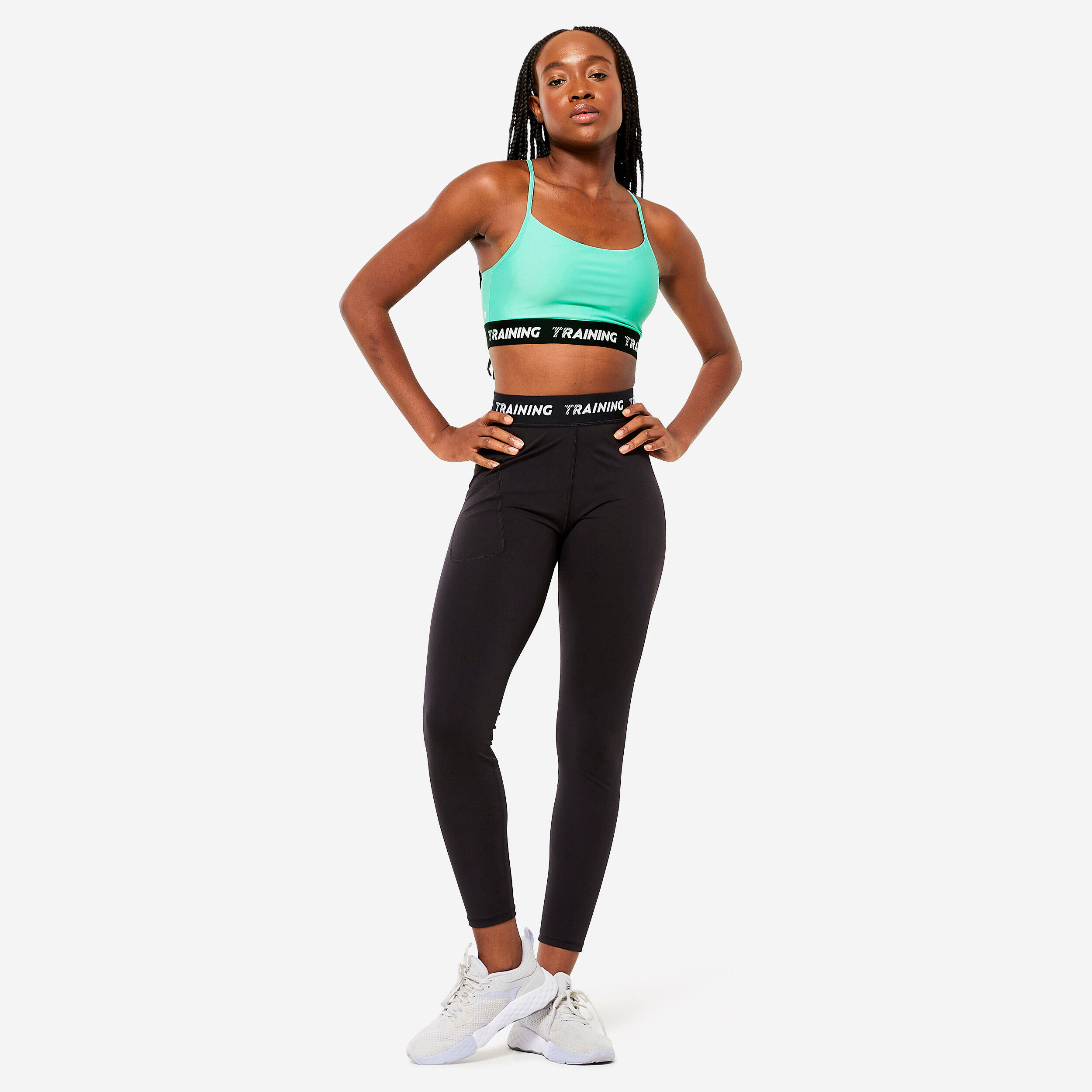 Women's Light Support Sports Bra with Thin Cross-Over Straps - Mint Green -  2