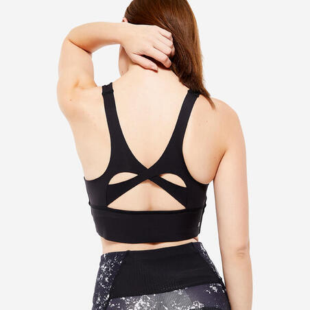 Спортивний топ з блискавкою та середнім рівнем підтримки чорний
