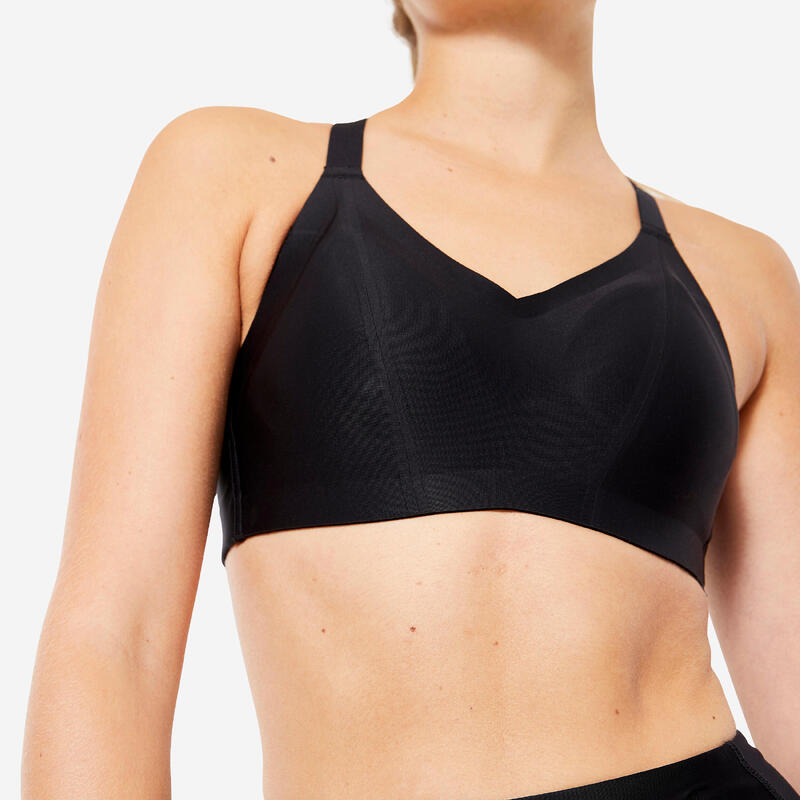 Women's invisible sports bra with high-support cups - Black