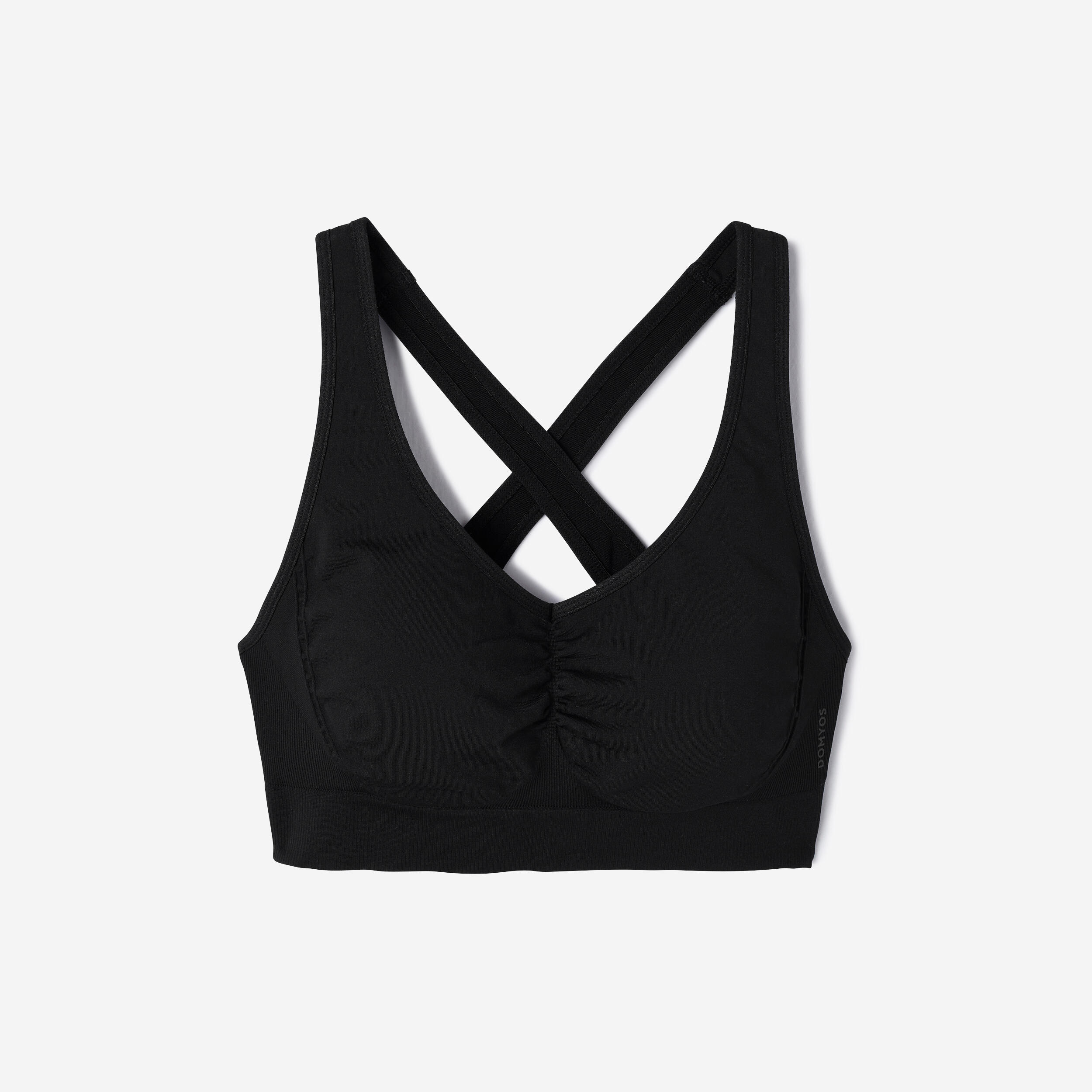 Sujetador deportivo sujeción baja espalda cruzada Mujer Decathlon negro 6/10