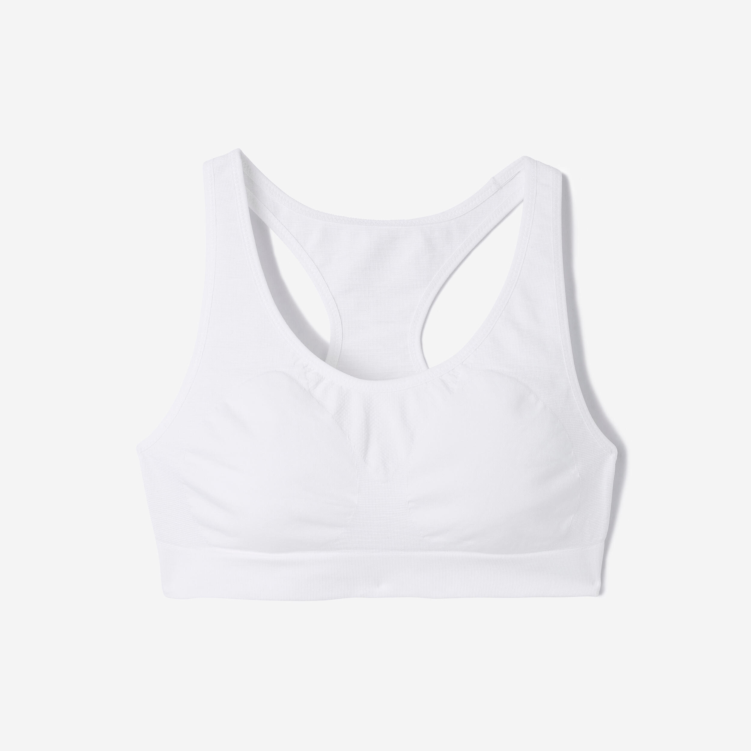 Sujetador deportivo sujeción media sin costuras Mujer Decathlon blanco 5/7