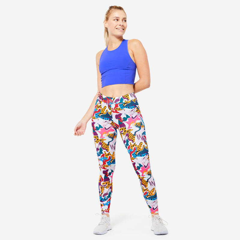 Sportbeha voor fitness crop top gemiddelde ondersteuning 540 blauw