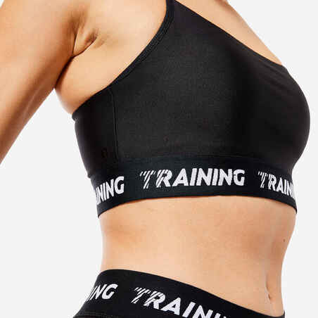 Women's Sports Bra with Thin Cross-Over Straps - Black