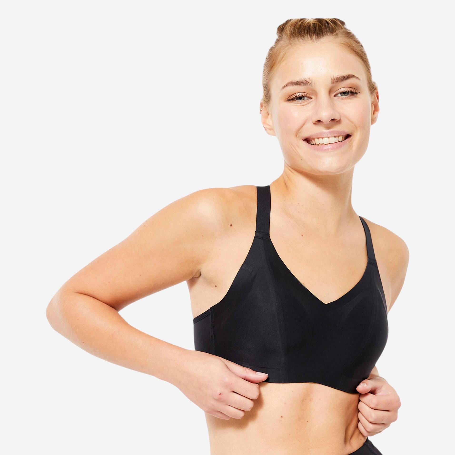 brassière invisible avec coques maintien fort femme - noir - kalenji