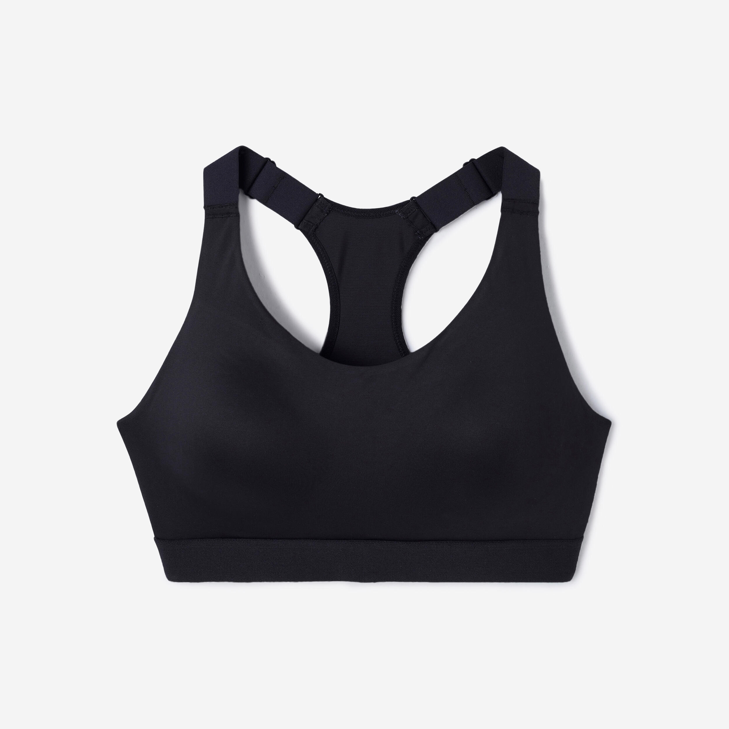 Women’s Fitness High Support Sports Bra - 900 Black - DOMYOS