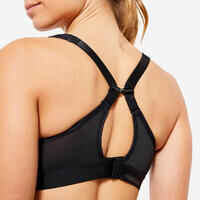 Women's High Support Bra with Crossed Straps - Black