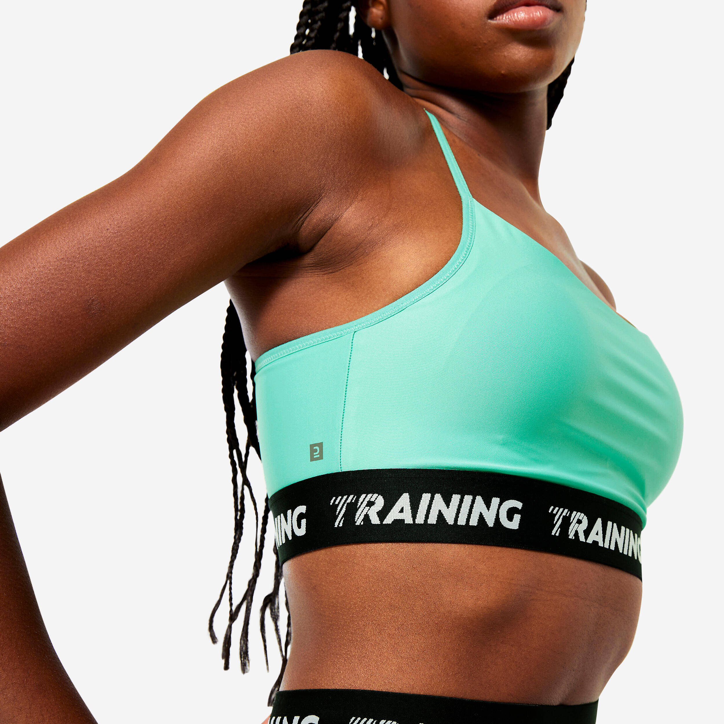 Women's Light Support Sports Bra with Thin Cross-Over Straps - Mint Green -  3