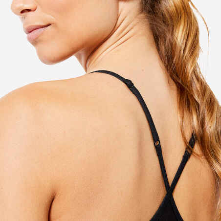 Women's Sports Bra with Thin Cross-Over Straps - Black