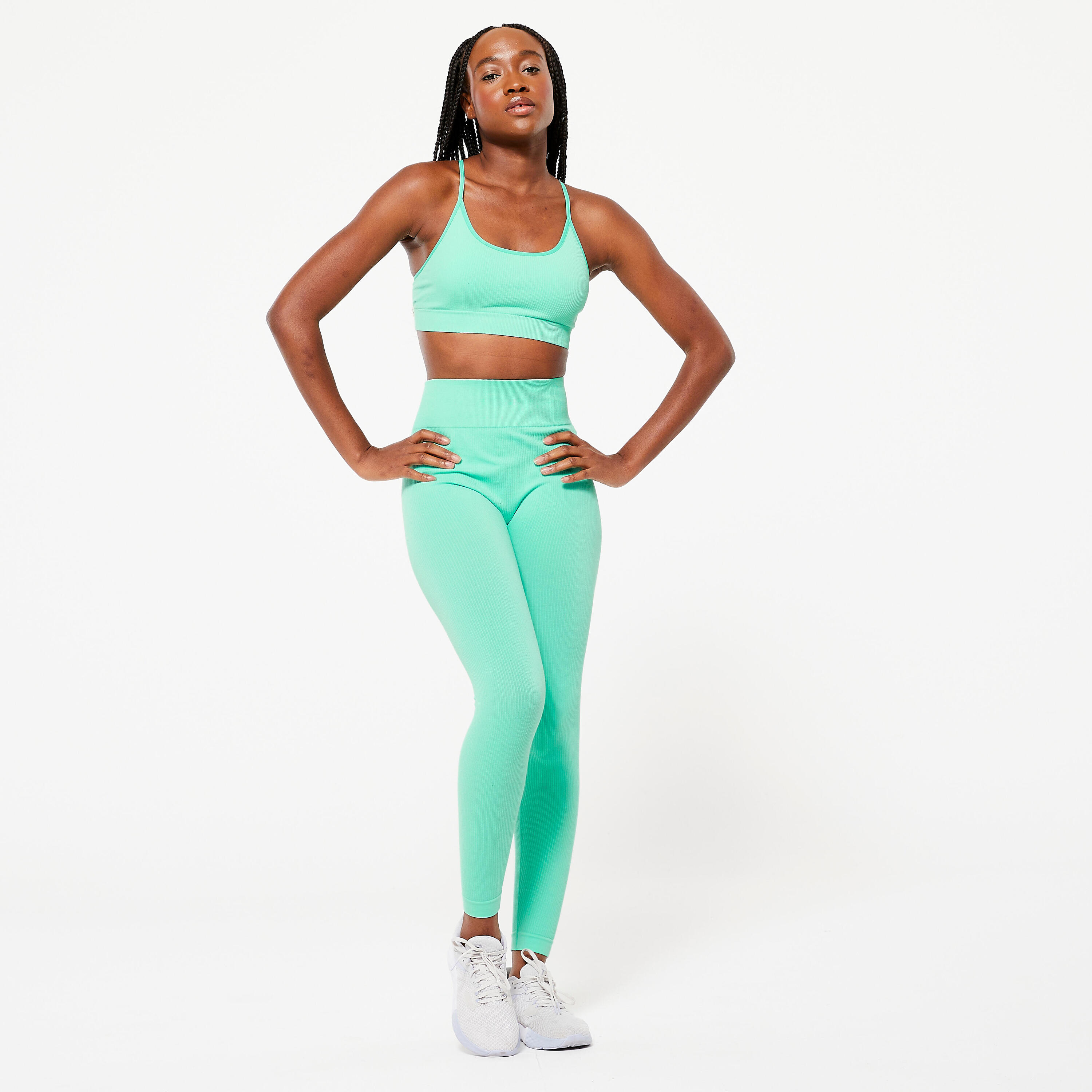 Women's Seamless Ribbed Sports Bra - Mint Green 2/8