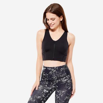 Brassière zippée maintien medium femme - Noir
