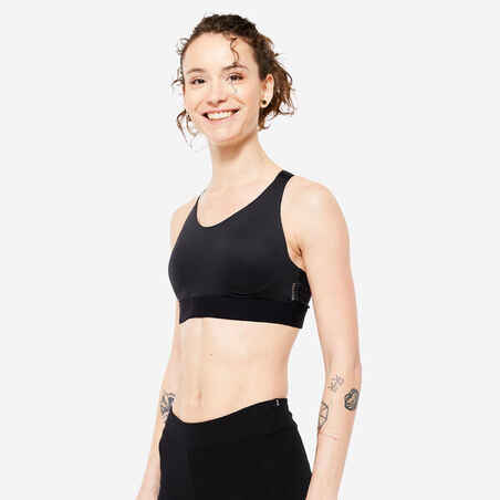 Women's High Support Adjustable Sports Bra with Cups - Black