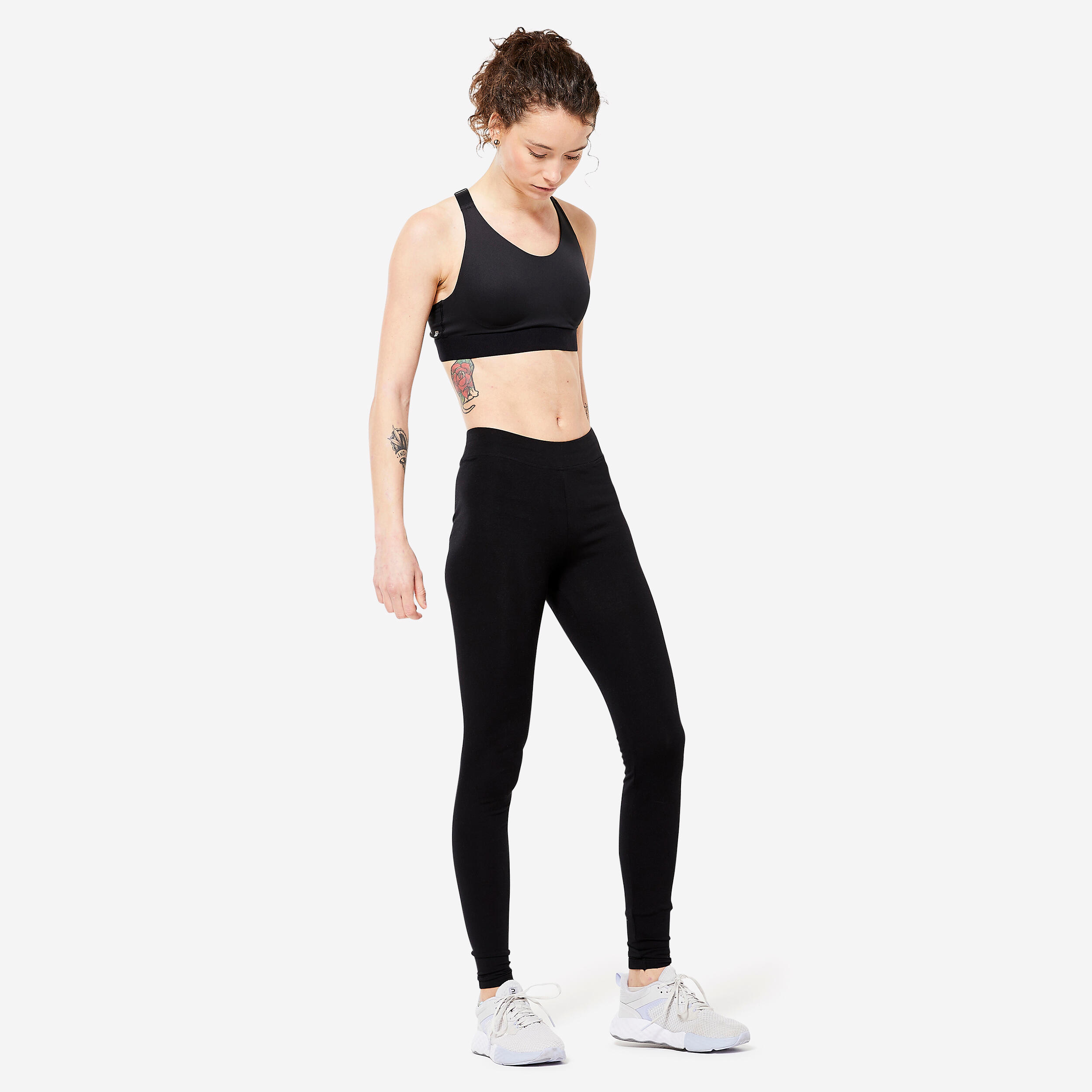 Women’s Fitness High Support Sports Bra - 900 Black - DOMYOS