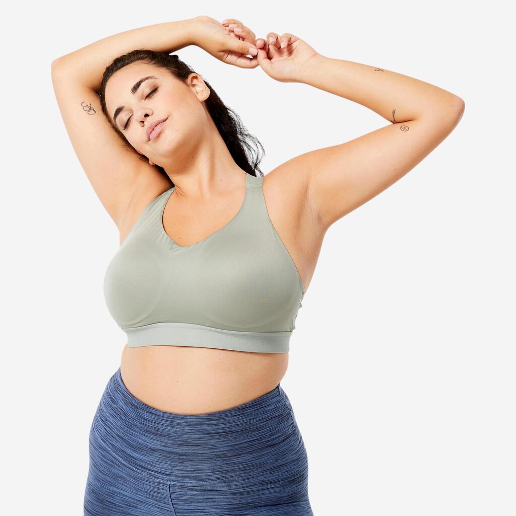 Women's High Support Adjustable Sports Bra with Cups - Sage Grey