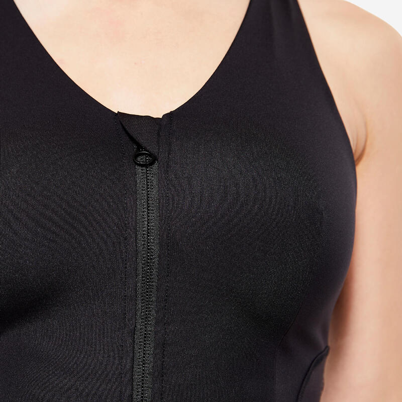 Bustier mit Reissverschluss Damen mittlerer Halt - schwarz 