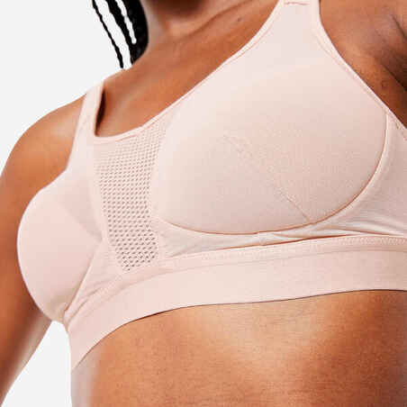 Women's High Support Bra with Crossed Straps - Light Pink