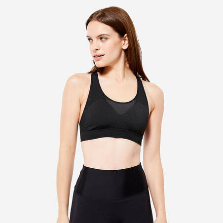 Bra Olahraga Moderate Support - Hitam - Decathlon