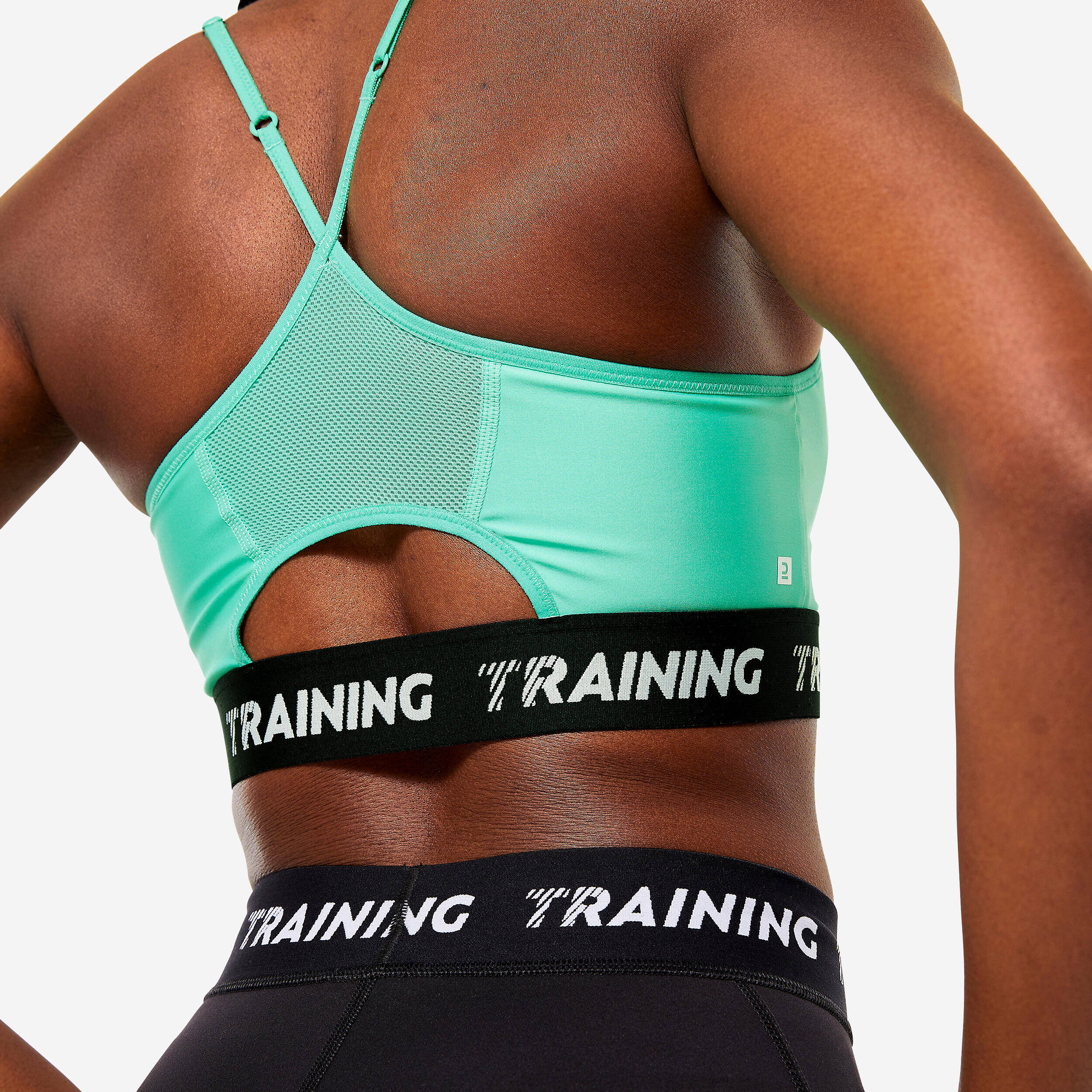 Women's Light Support Sports Bra with Thin Cross-Over Straps - Mint Green -  5