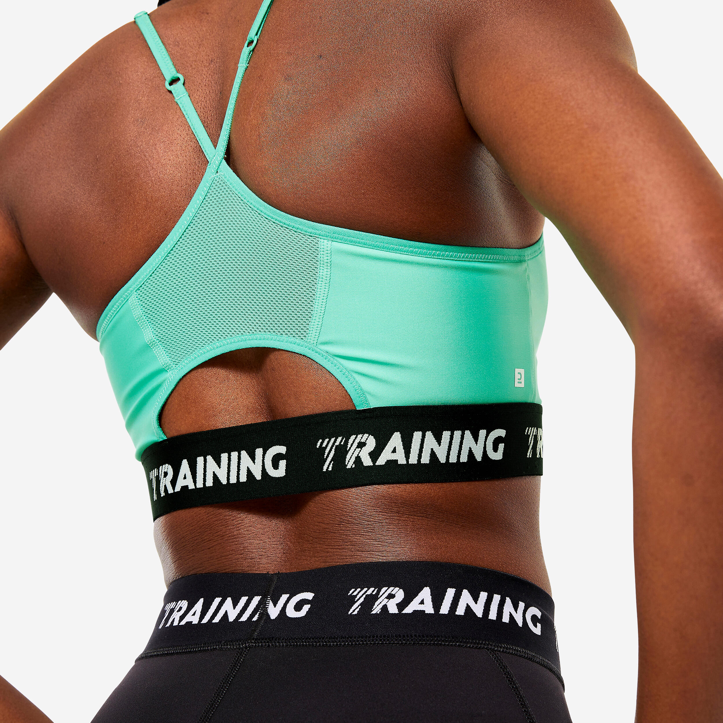 Women's Light Support Thin Crossover Strap Sports Bra - Black - Decathlon